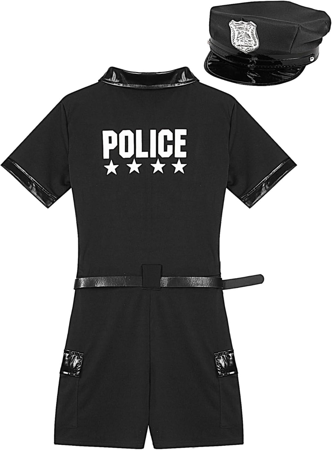 Aislor Sexy Polizei Kostüm Damen Polizistin Uniform mit Mütze Handschnelle Cop Costume Komplettes Ou