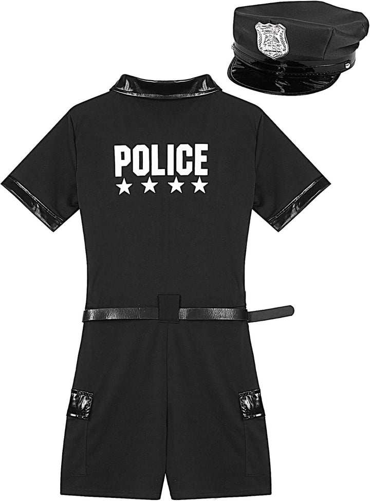 Aislor Sexy Polizei Kostüm Damen Polizistin Uniform mit Mütze Handschnelle Cop Costume Komplettes Ou