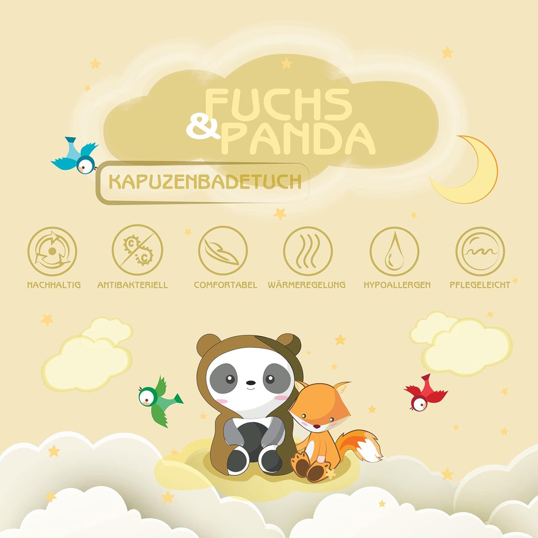 Kapuzenhandtuch Baby EXTRA dick, warm & weich | 75x75cm Babyhandtuch mit Kapuze (100% Bambus) | Baby