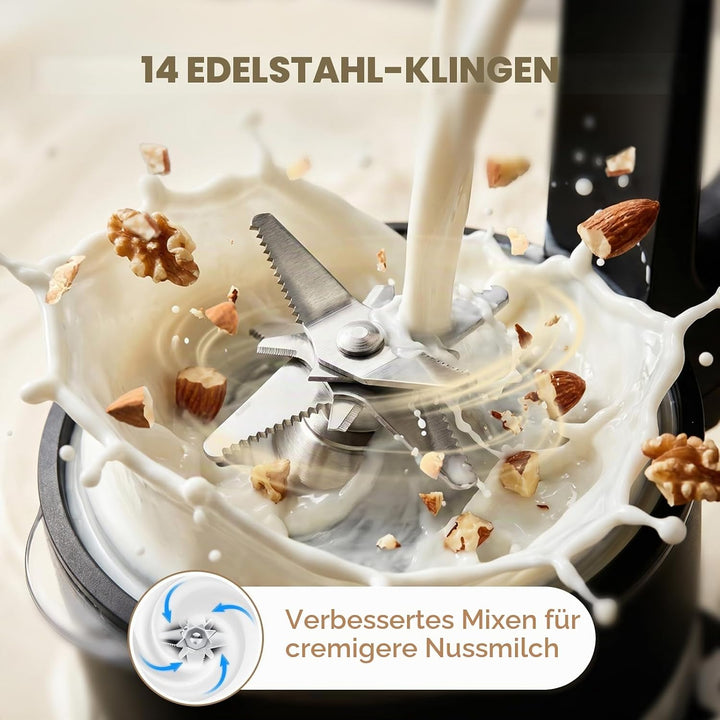 Nussmilchmaschine, 1650ml Pflanzenmilchbereiter mit Selbstreinigungsfunktion, 24 Stunden Smart Termi