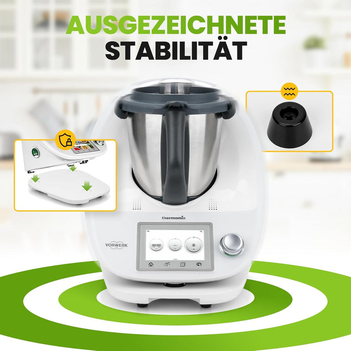Bambus Gleitbrett für Thermomix TM6 TM5 | Natürliches Bambusmaterial | Mit Rollen für müheloses Vers