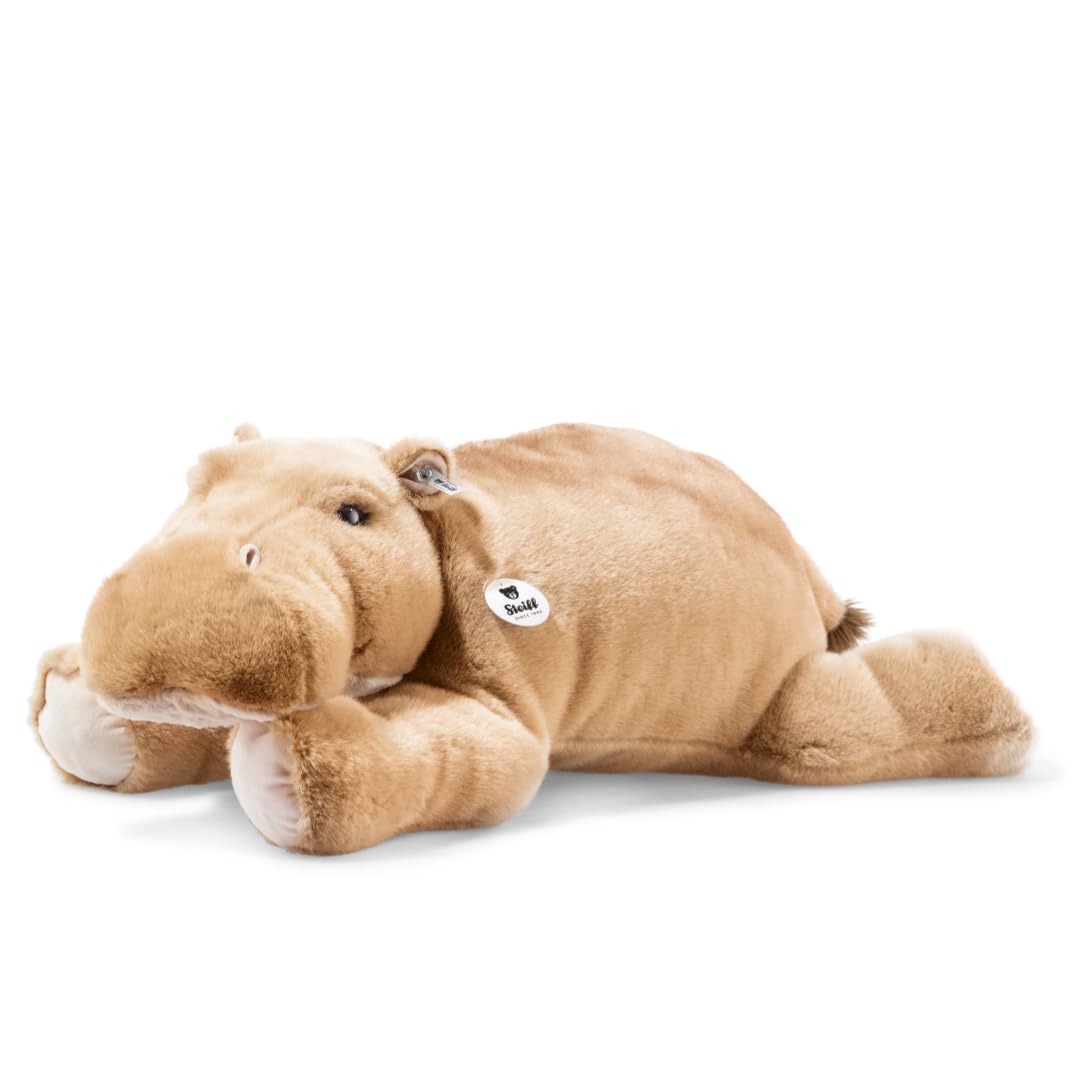Steiff 085352 - Original Plüschtier Nilpferd Mocky, Kuscheltier ca. 80 cm, Markenplüsch Knopf im Ohr