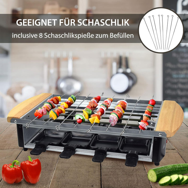 Syntrox Germany Raclette mit Grill und Heisser Stein im Edelstahl Design für 8 Personen RAC-1200W-Ur