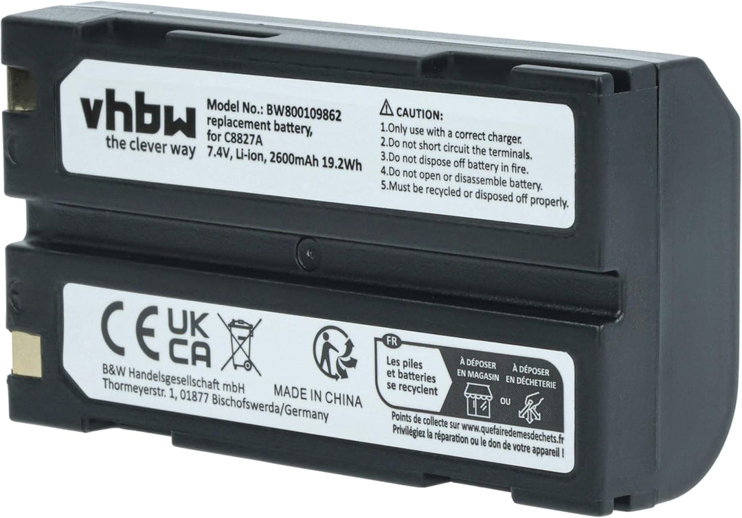 vhbw Akku kompatibel mit Survey Equipment Kamera (2600 mAh, 7,4 V, Li-Ion)