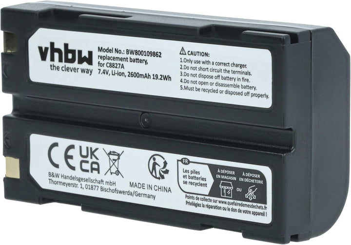 vhbw Akku kompatibel mit Survey Equipment Kamera (2600 mAh, 7,4 V, Li-Ion)