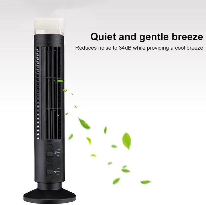 HURRISE Leiser Turmventilator für Schlafzimmer,90° Flügelloser Tower Fan mit 2 Geschwindigkeiten,Osz