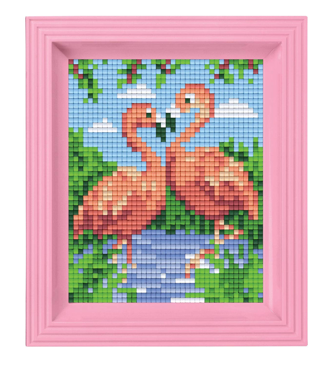 Pracht Creatives Hobby Pixel P31442 Mosaik Geschenkverpackung Flamingos, Pixelbild mit Rahmen, kinde