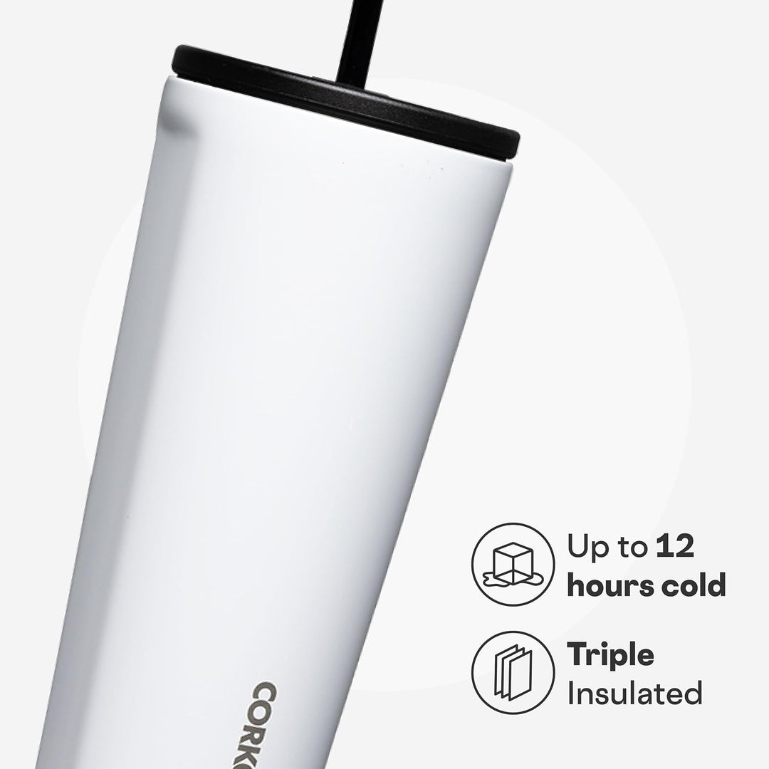 Corkcicle Becher mit Strohhalm und Deckel, wiederverwendbare Wasserflasche, dreifach isolierter Edel