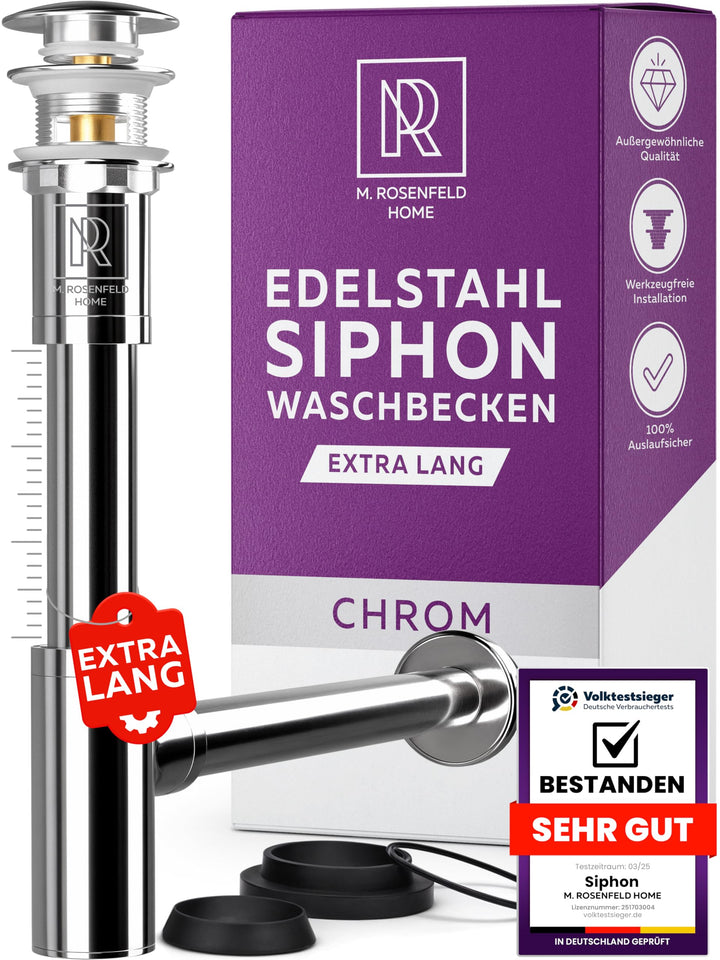 M. ROSENFELD HOME Design Siphon Waschbecken – Universeller Röhrensiphon 1 1/4" für Waschtisch, Geruc