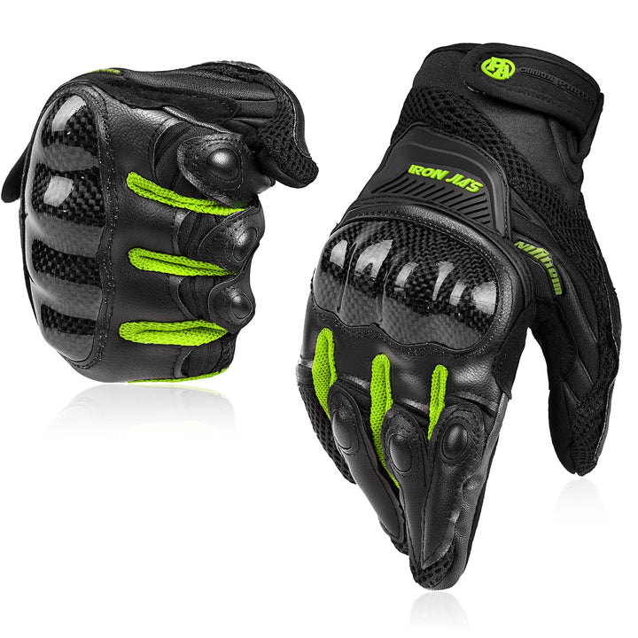 Motorradhandschuhe Atmungsaktive Motorradhandschuhe Leder Vollfinger Knöchelschutzpolster Touchscree
