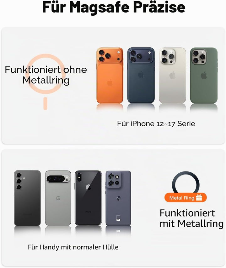 APPS2Car Mag-Safe Universal-Handyhalterung für iPhone, Samsung und alle 4-7-Zoll-Smartphones Flexibe