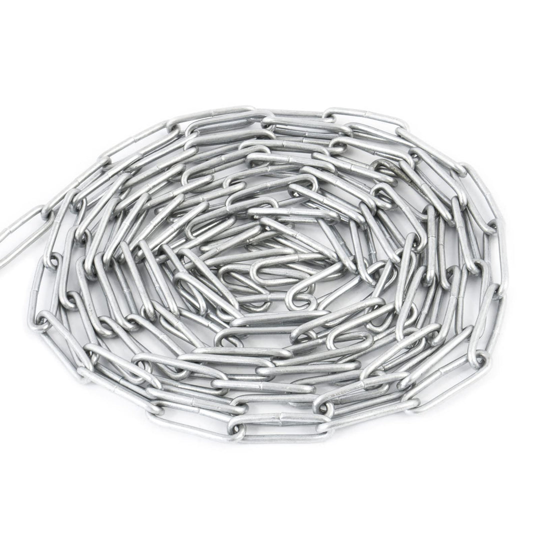 DQ-PP Stahlkette Stahl C15 | 4 mm | 15 m | Langgliedrig D2 | Verzinkt | DIN 5685 | Absperrkette | Me