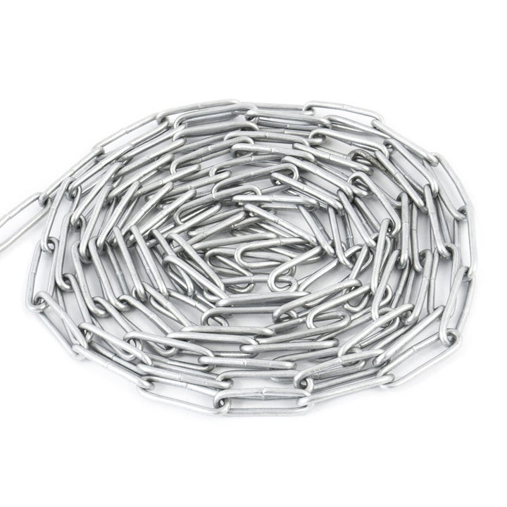 DQ-PP Stahlkette Stahl C15 | 4 mm | 15 m | Langgliedrig D2 | Verzinkt | DIN 5685 | Absperrkette | Me