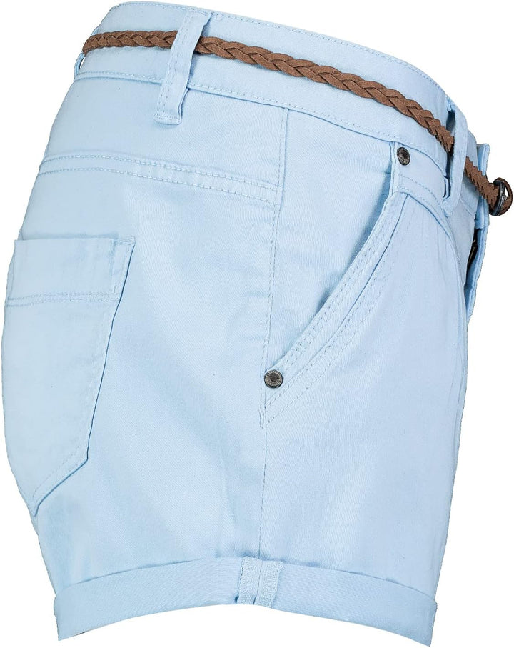 Sublevel Damen Kurze Hose Stretch-Shorts mit Flecht-Gürtel M Light-blue, M Light-blue