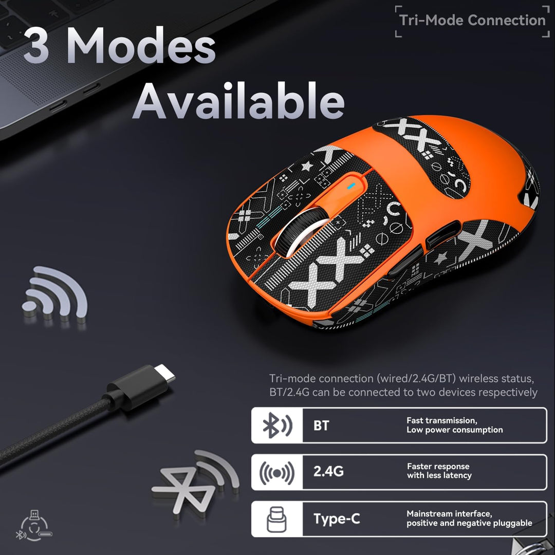 ATTACK SHARK X3 49g Superlight Mouse with Tape, PixArt PAW3395 Gaming Sensor, BT/2.4G Wireless/Wired