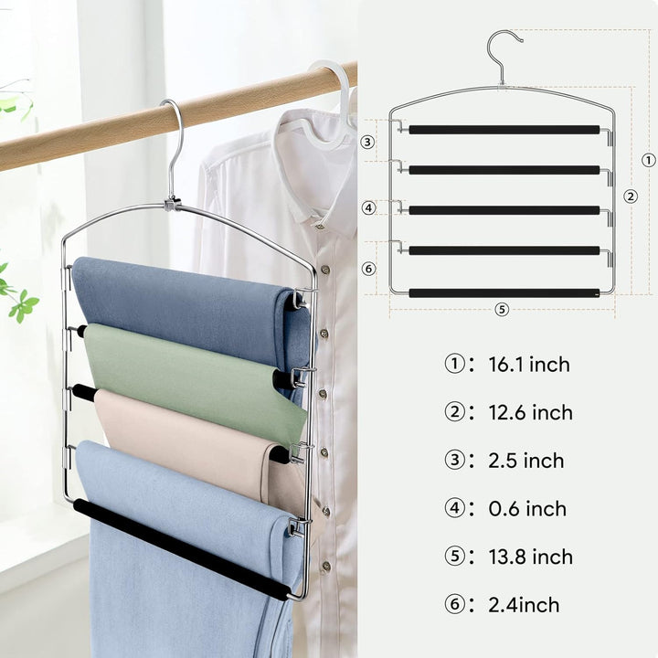 Housolution 35 cm Platzsparend Hosenbügel, 4 Stück Metall Hosenbügel Kleiderbügel mit Rutschfester P