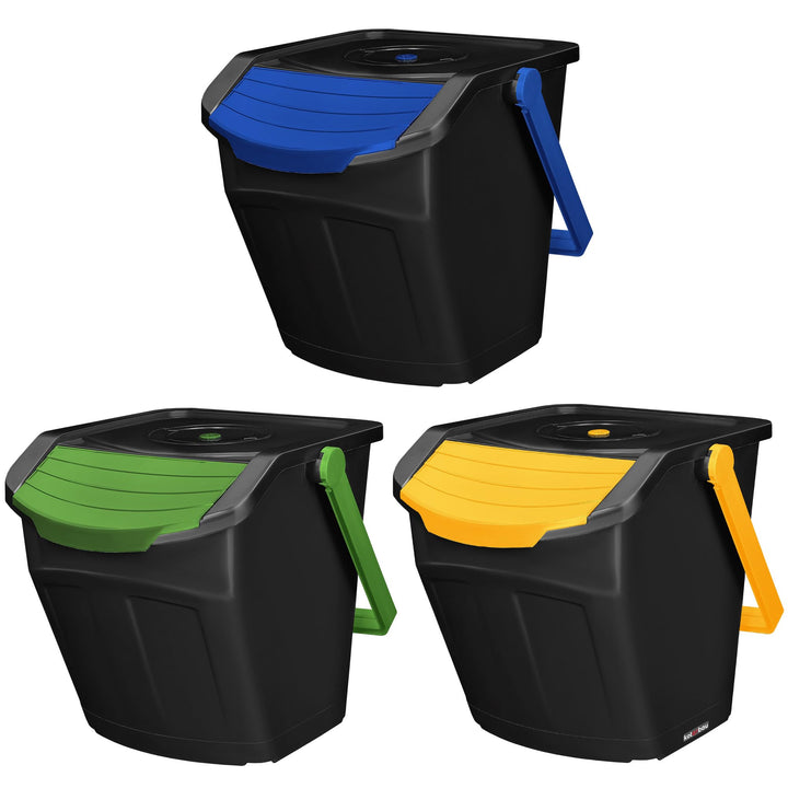 KOTARBAU® Mülltrennsystem Mülleimer Küche 3 Fächer Abfalleimer Deckel Plastik Küchenabfalleimer Küch