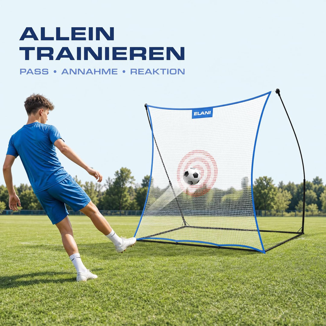 ELANI - Rebounder für Fussball - Spass für die ganze Familie - extra Grosses Netz mit Zielscheibe -