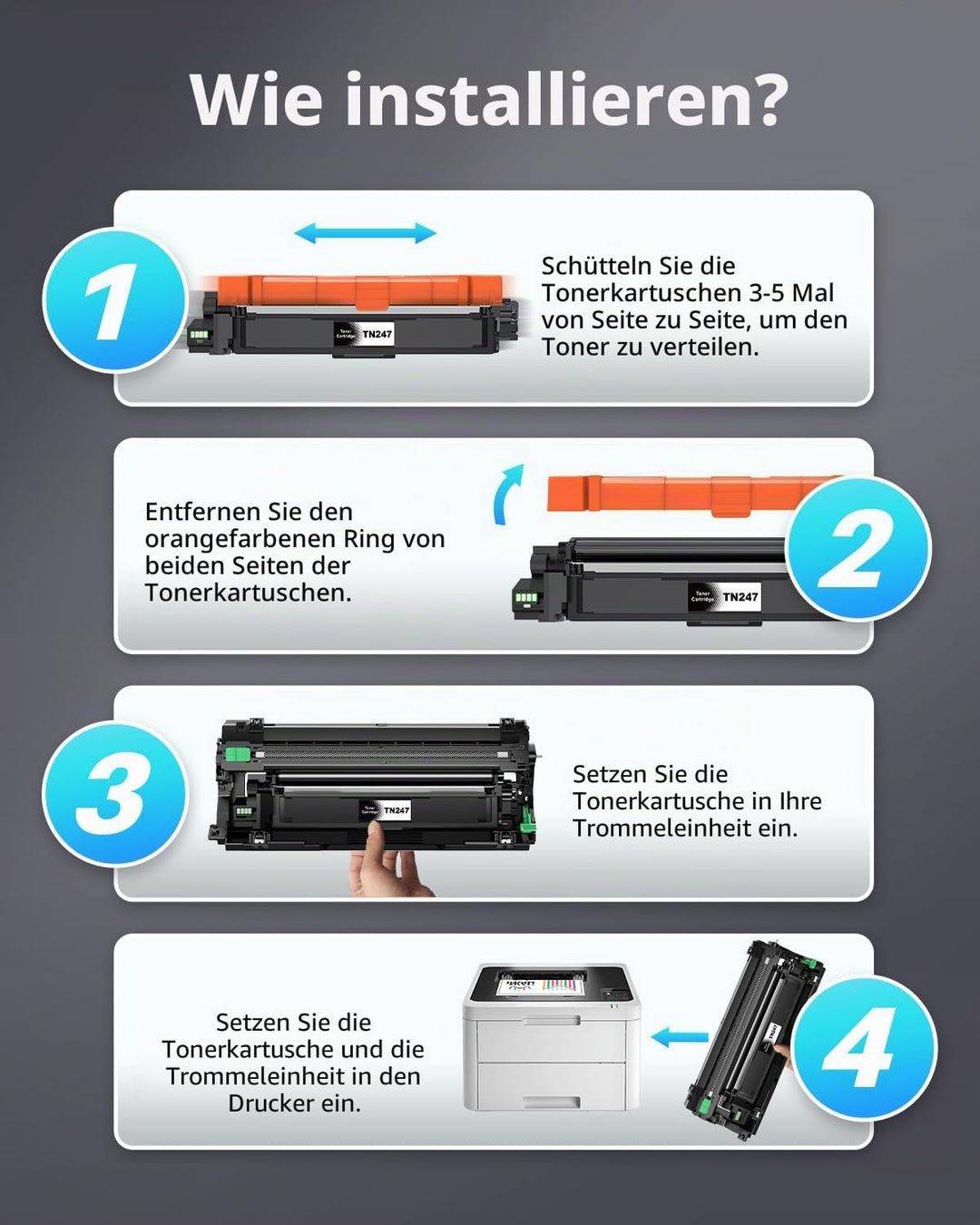 INK4U TN247 Toner (5er-Pack) Kompatibel für Brother TN-243CMYK Tonerkartuschen kompatibel für Brothe