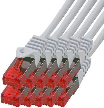 BIGtec - 10 Stück - 10m Gigabit Netzwerkkabel Patchkabel Ethernet LAN DSL Patch Kabel grau (2x RJ-45