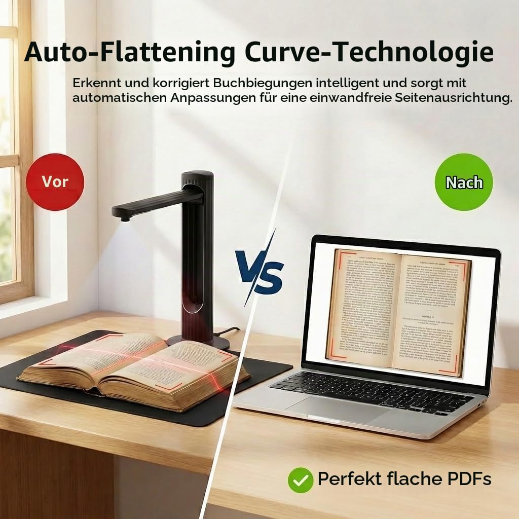 A3 Tragbarer Dokumentenscanner: 23MP Hochauflösende Kamera Auto-Flatten Laser-Positionierung Kompati