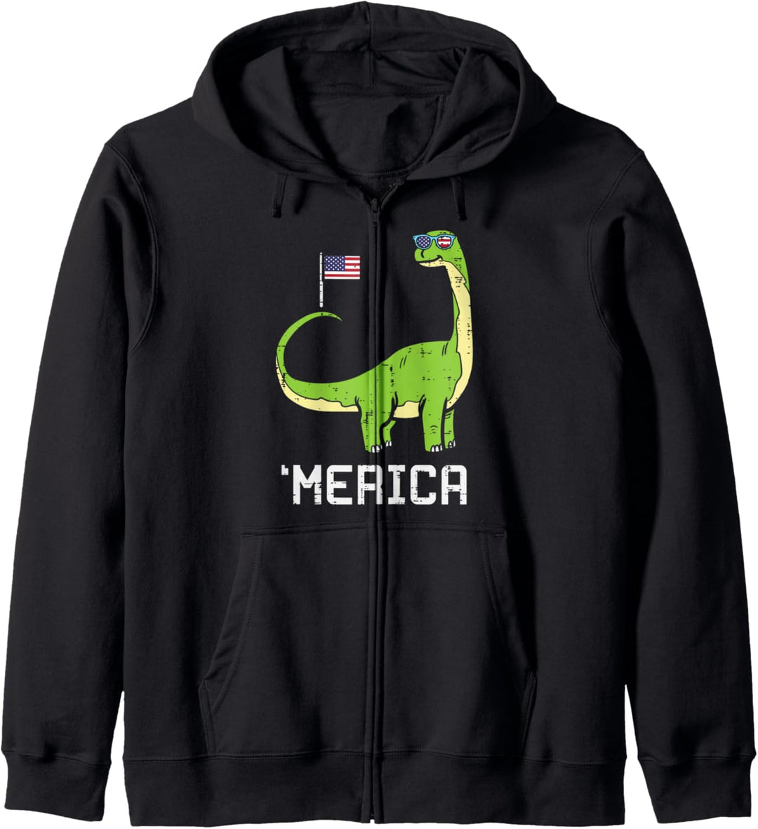Merica Brontosaurus Dino American Flag US 4th Of July Animal Kapuzenjacke