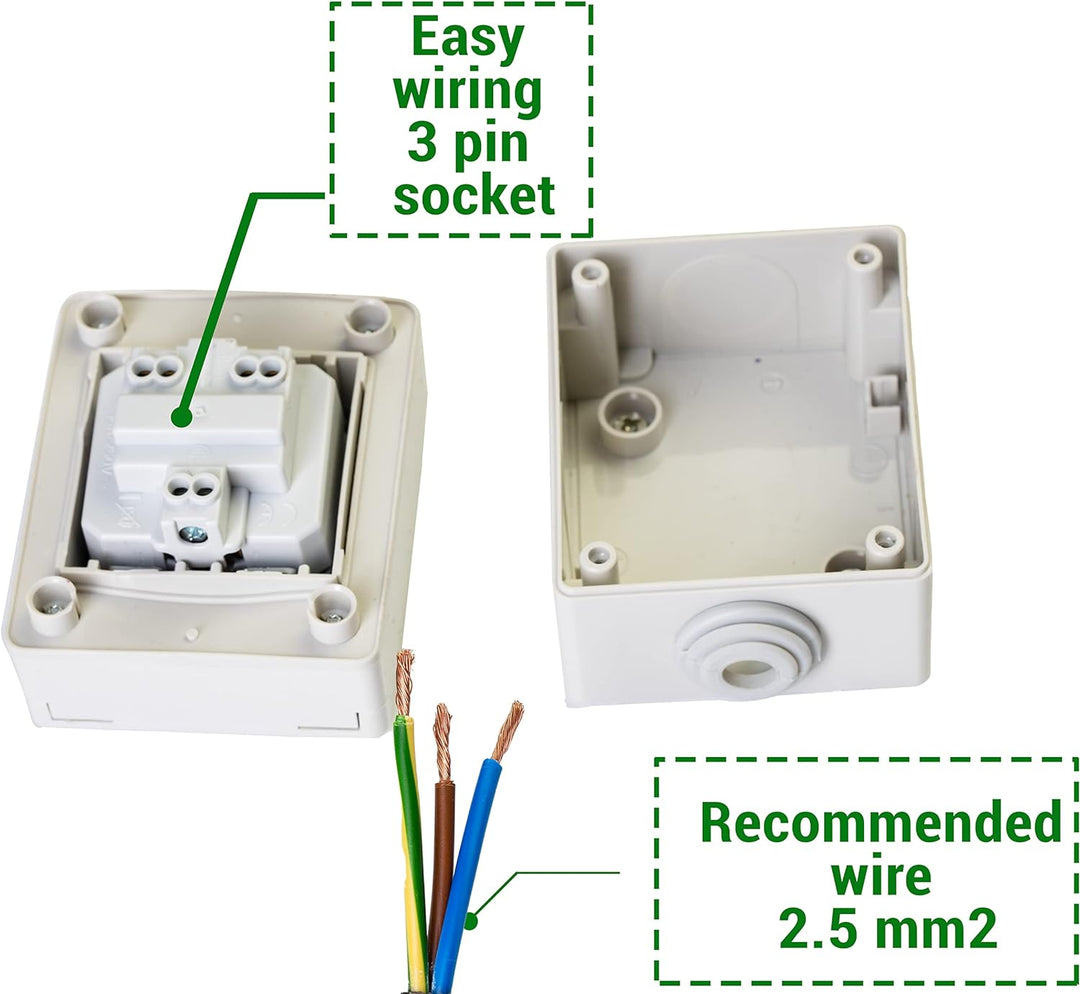 Kreainvent Steckdose für Elektroautos, 1 phasig, 16A, 3,7kW, Set Steckdose mit Wetterschutz und EV K