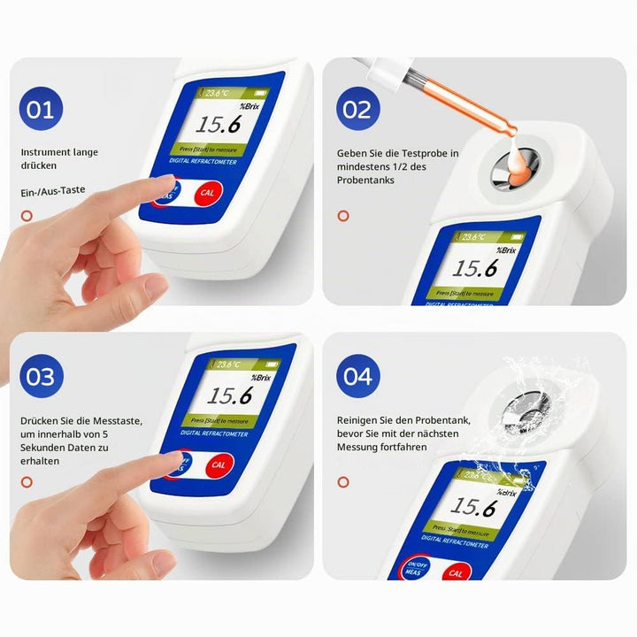 Digitales Brix-Refraktometer, Flagfront-Brix-Messgerät, Refraktometer, automatische Temperaturkompen