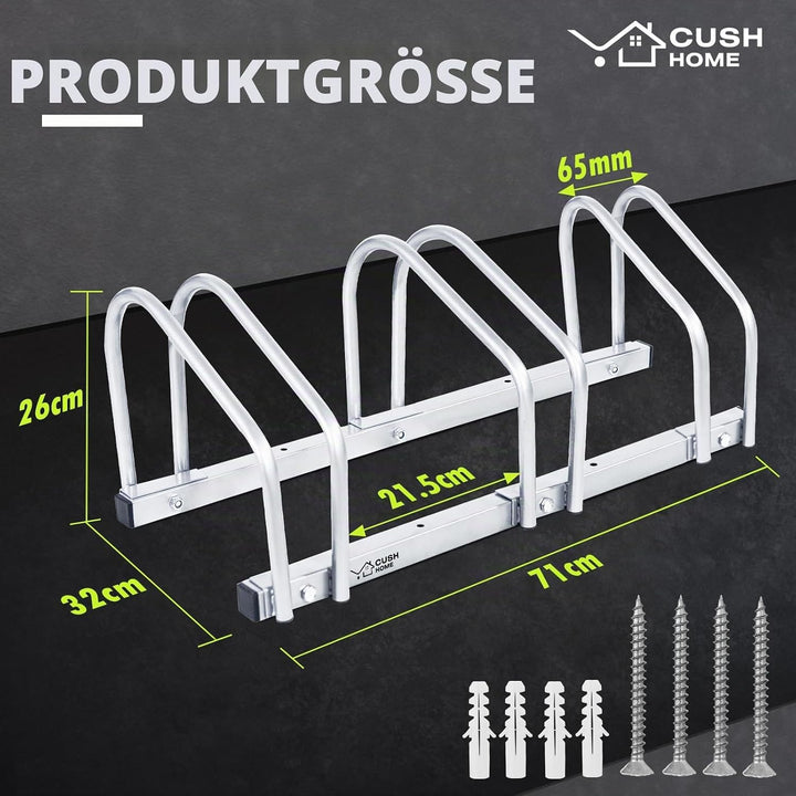 CCLIFE Fahrradständer Boden für 3 Fahrräder mit Reifenbreiten bis 55 mm Eisen Fahrradhalter 71 x 32