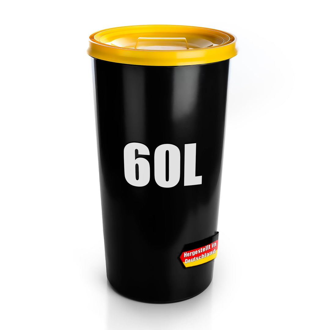 BigDean wetterfeste Mülltonne 60L mit luftdicht verschliessbarem Deckel in Gelb – Gelber Sack Tonne