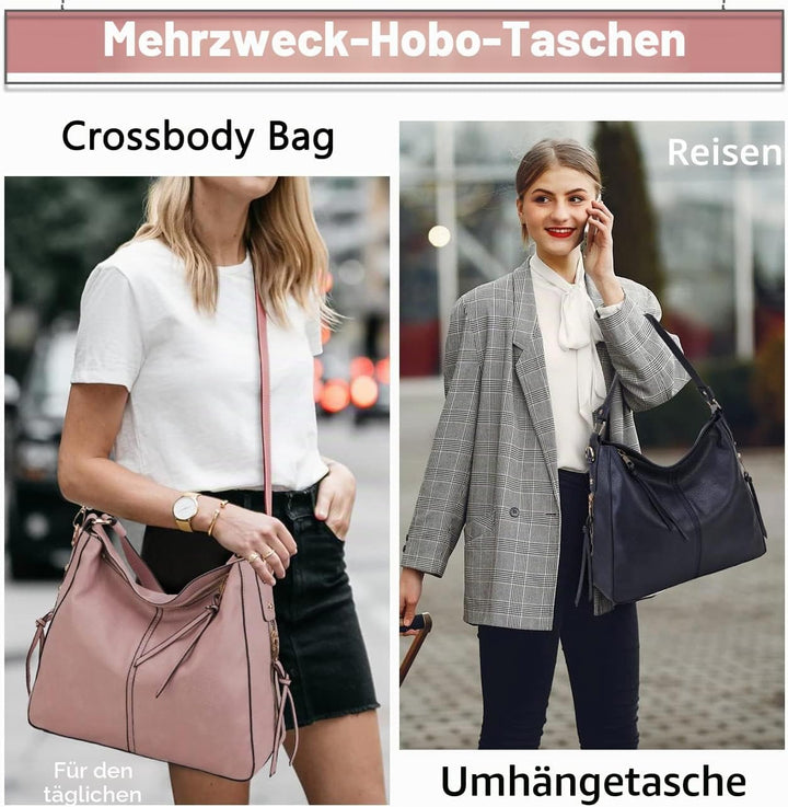 VX VONXURY Handtaschen für Frauen, Medium Vegan Leder Hobo Taschen Geldbörse für Damen Rosa, Rosa