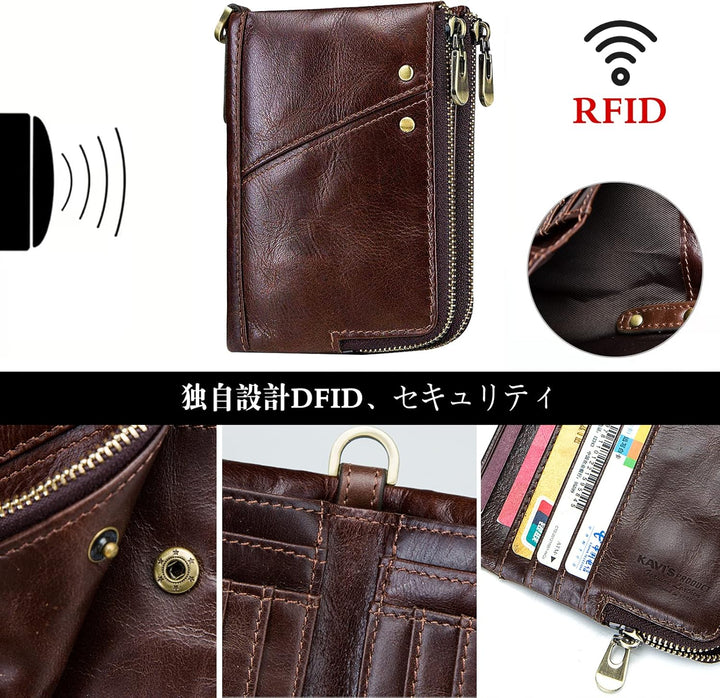 PORRASSO Leder Geldbörse RFID Schutz Damen Geldbeutel Kreditkartenetui Multifunktional Portemonnaie