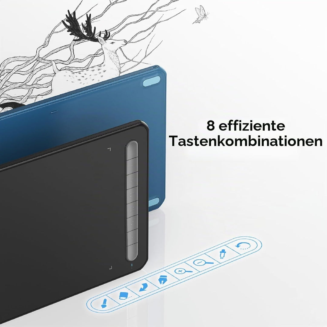 XPPen Deco MW 8x5 Zoll Grafiktablett Bluetooth Wireless Zeichentablett mit 8 Tasten, Drawing Tablet
