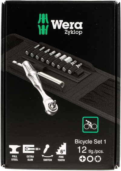 Wera 05004170001 Bicycle Set 1, Fahrrad-Werkzeugsatz, 14-teilig 1/4" Mini Knarren Satz mit Bits, 14-