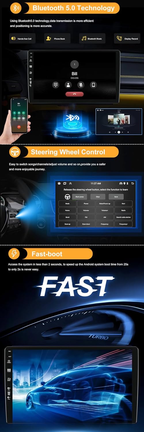 SXAUTO Android 12 IPS Autoradio für Honda Fit/City/Jazz (2002-2007) - Eingebaut CarPlay/Android Auto