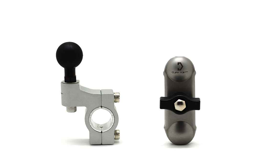 Cliff Top Double Socket Arm + 1 Zoll Lenkerhalterung (Silber) 96.arm mit 1 Zoll Montagebasis (Silber