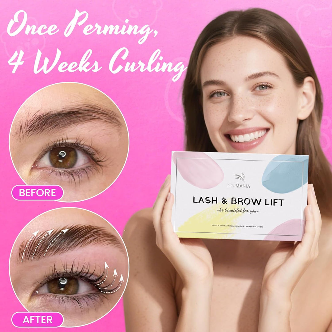 PERMANIA Wimpernlifting Set, Lash Lifting Set, Sanfte Dauerwelle für Wimpern & Augenbrauen, mit Wied