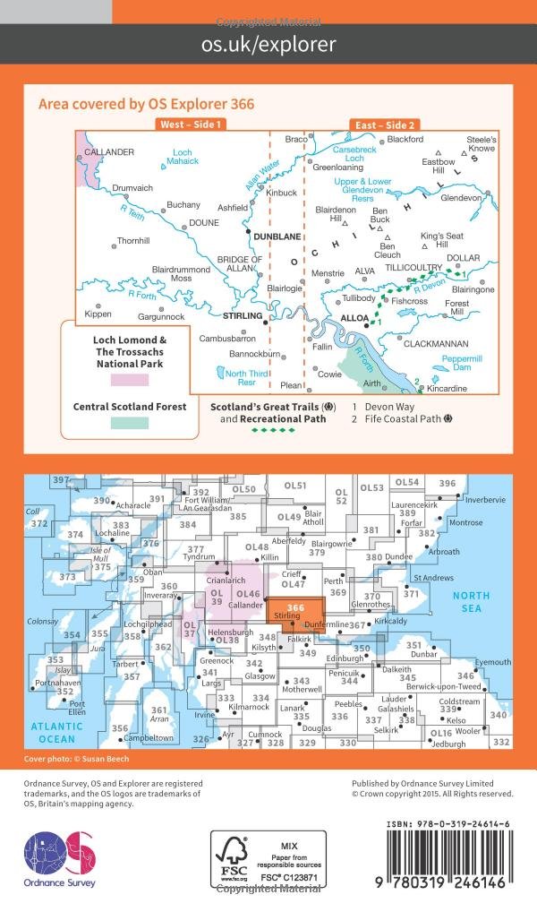 Stirling and Ochil Hills West (OS Explorer Map, Band 366), Karte