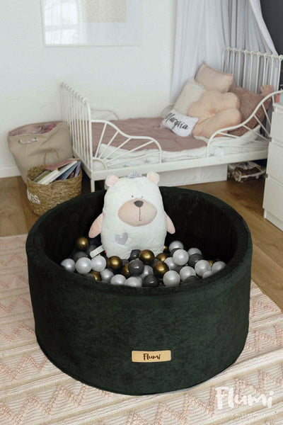 Flumi Personalisierte Bällebad Baby ab 1 Jahr - Bällepool Kinder 90x40cm mit 200 Bällebad Bälle ∅ 7c