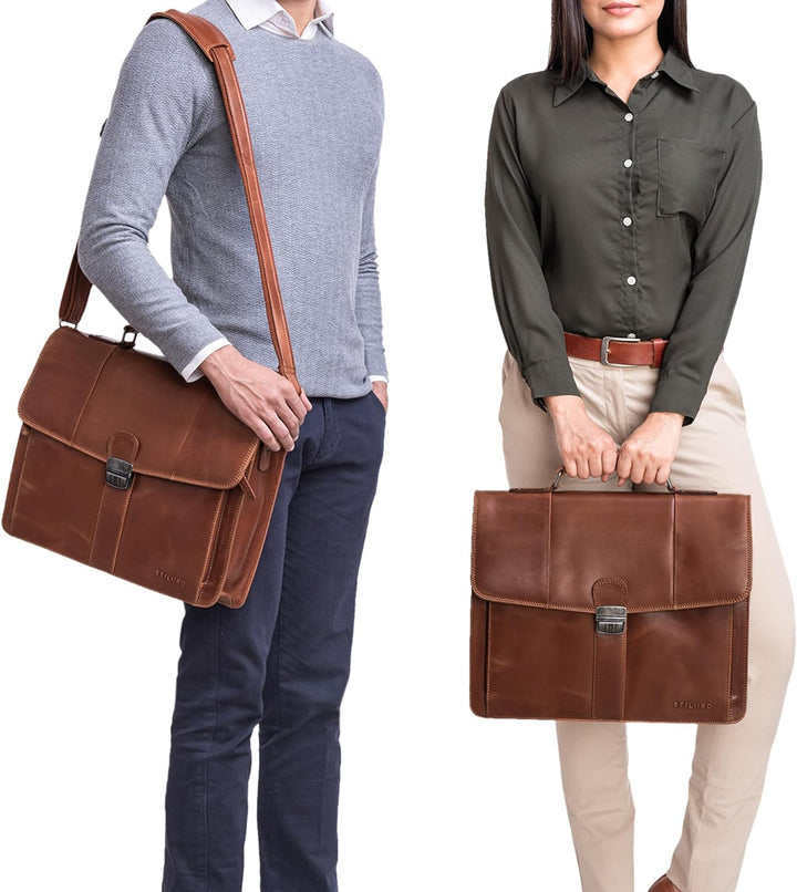 STILORD 'Havanna' Leder Businesstasche A4 Gross Klassische Aktentasche Arbeitstasche Abnehmbarer Sch
