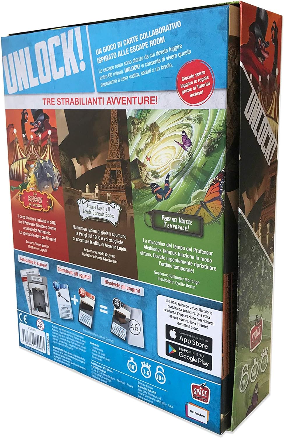 Asmodee Italia- Unlock Timeless Adventures Escape Room Tisch-Edition komplett in Italien hergestellt