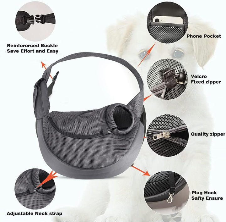 PETCUTE Hundetragetasche,Tragbar Verstellbare Tragetasche Hund, Atmungsaktives Mesh Hundetasche mit