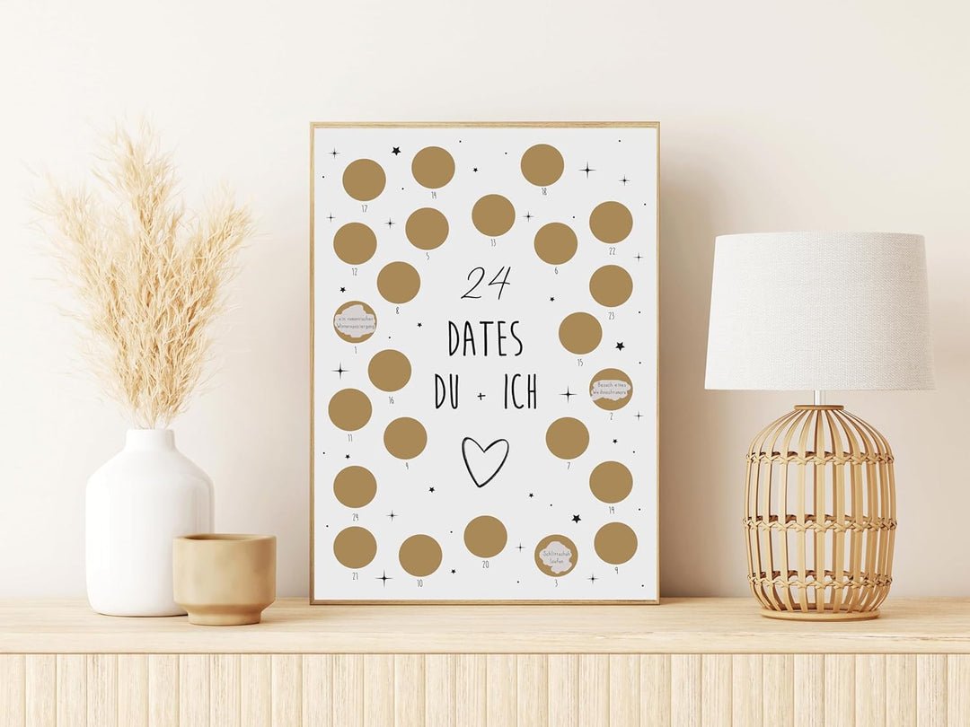 Adventskalender zum Rubbeln Weihnachtskalender (24 Dates Du + Ich A4), 24 Dates Du + Ich A4
