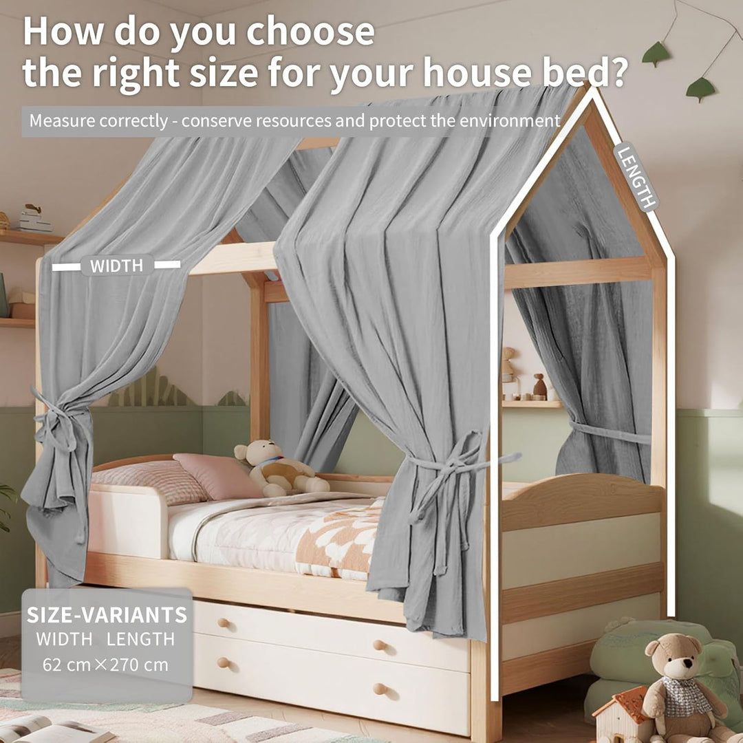 HOTUT Hausbett Himmel,2 Stück Betthimmel Babybett aus Musselin,Weich und atmungsaktiv Baldachin Kind