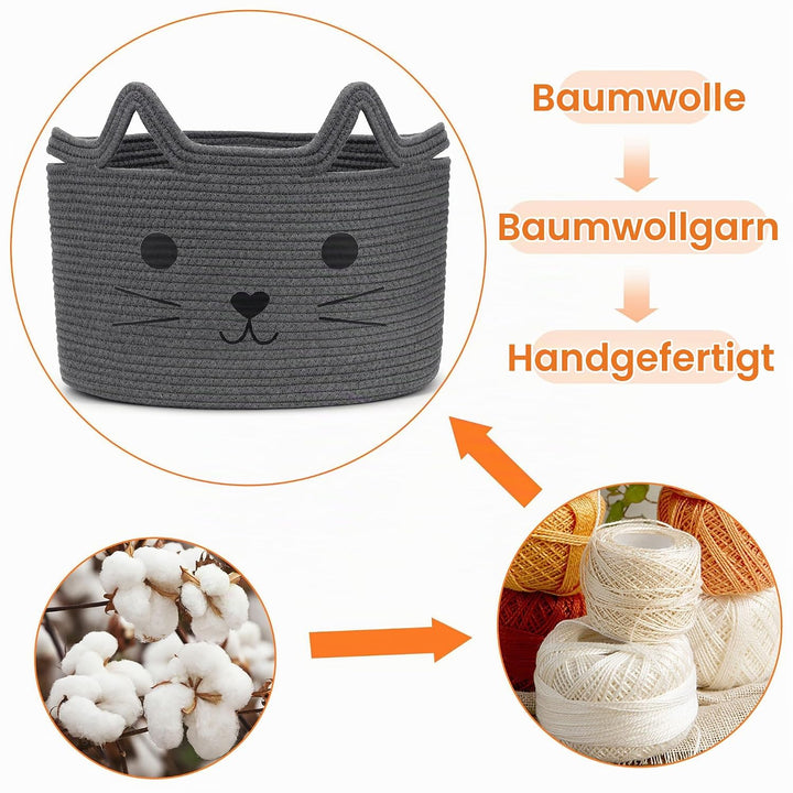Aufbewahrungskorb Kinder aus Baumwolle für Spielzeug und Wäsche, Wäschekorb und Spielzeugkorb in ein