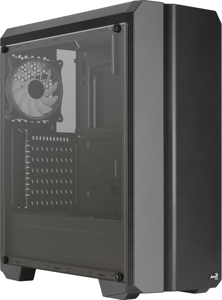 Aerocool GENESISV2BK, PC ATX Gehäuse, Front LED ARGB, ARGB 12cm Lüfter, Schwarz Schwarz GENESISV2BK