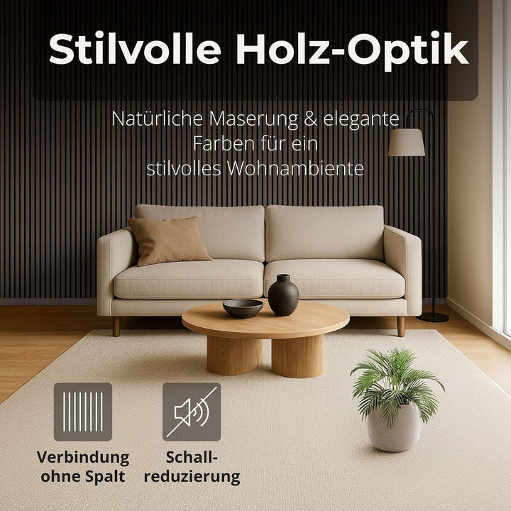 2x Akustikpaneele mit Lamellen 240 x 60cm Walnuss Holz | Wandpaneele für Schallschutz in Büro- &amp; Woh