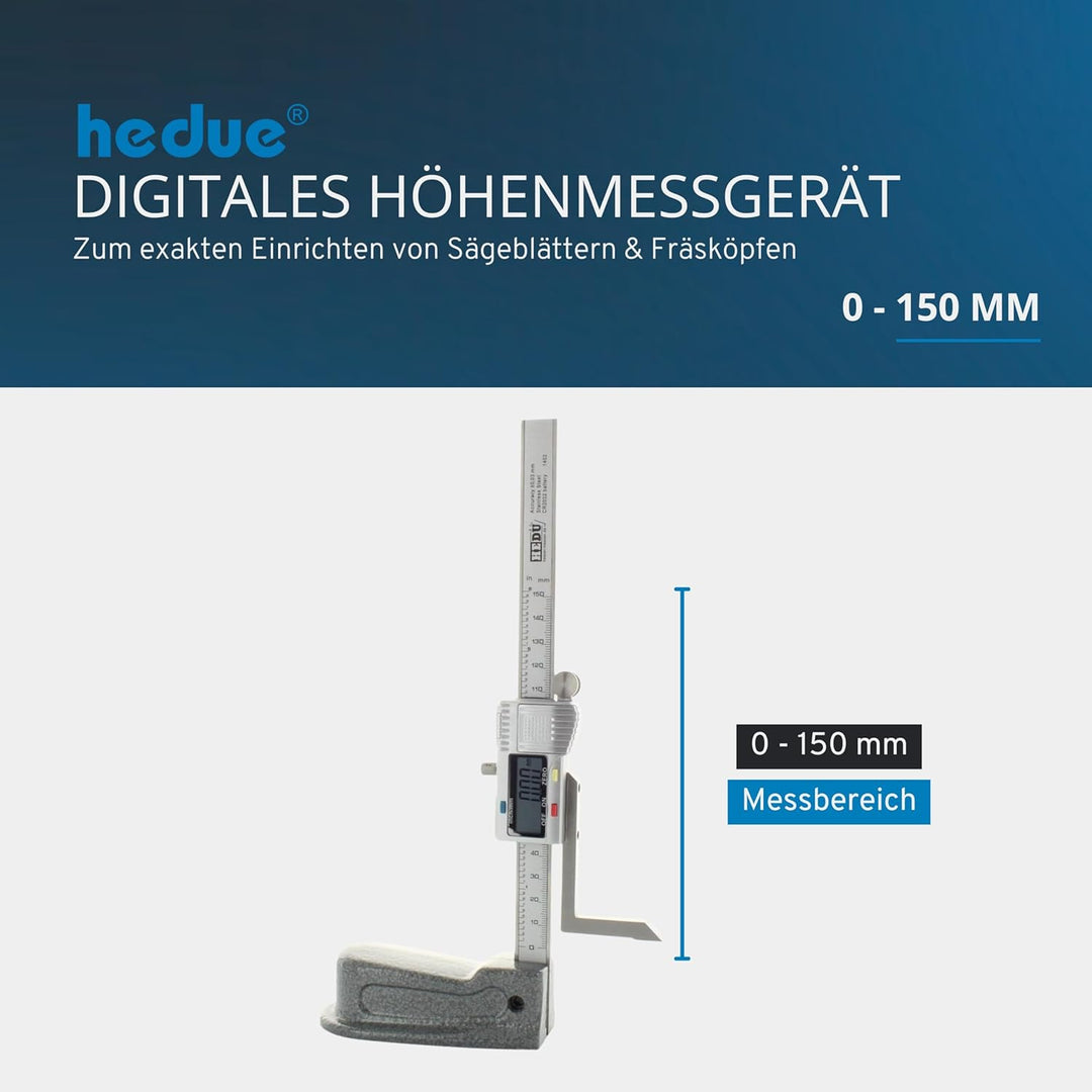 hedue® Digitales Höhenmessgerät - Höhenreisser mit 0-150 mm Messbereich, Höhenmesser zum Einrichten