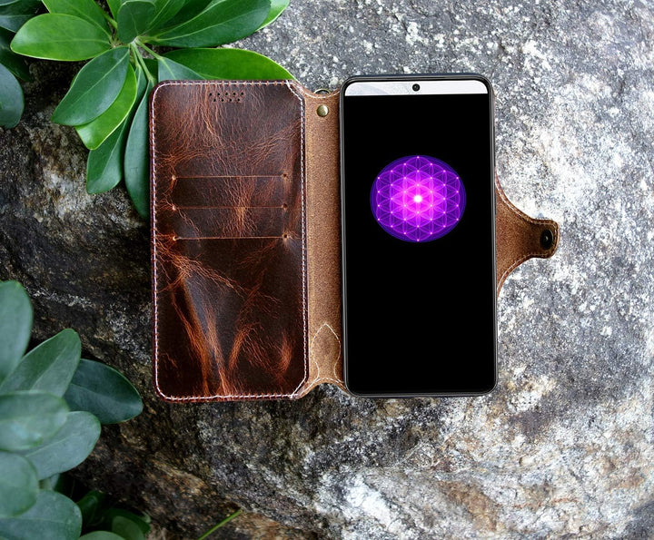 Yogurt Handyhülle für Samsung S21 5G, Hülle Echtleder Case Ledertasche Lederhülle für Samsung Galaxy