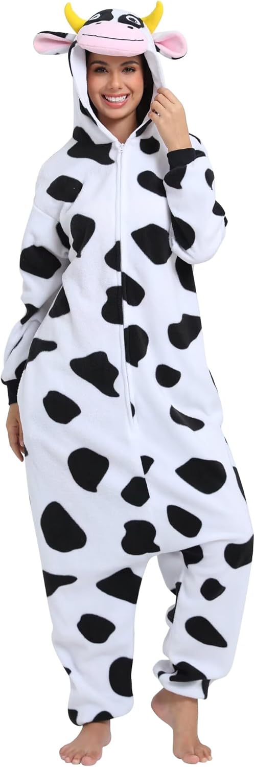 LABULA Onesie Tier Erwachsene Unisex Tieroutfit Cosplay Pyjamas Karneval kostüm L Kuh, L Kuh